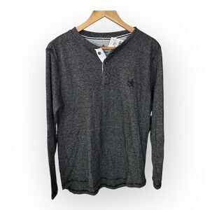 Men's Black Long Sleeve Henley Shirt RUGBY men’s medium new with tags heathered